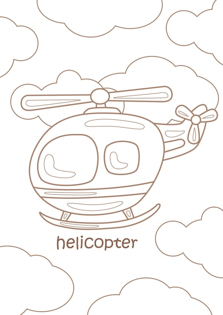 Premium vector alphabet h for helicopter coloring pages a for kids and adult
