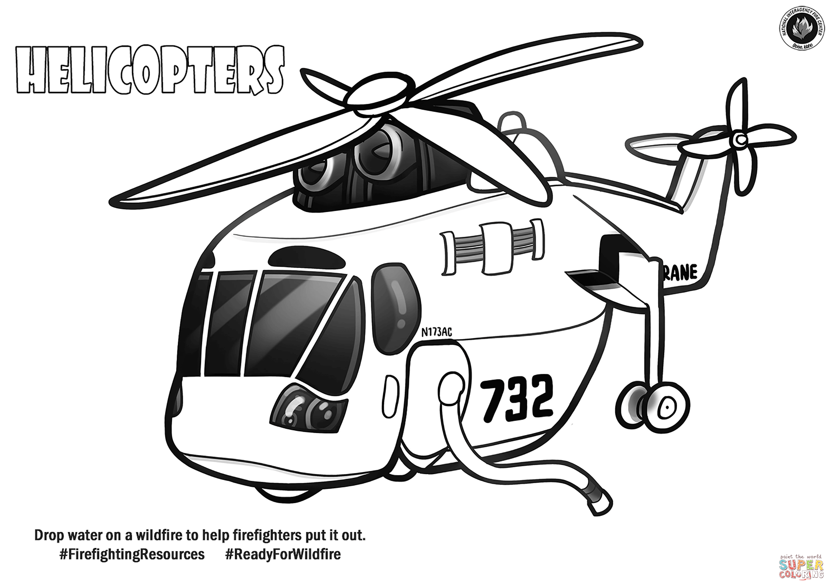 Firefighting helicopter coloring page free printable coloring pages