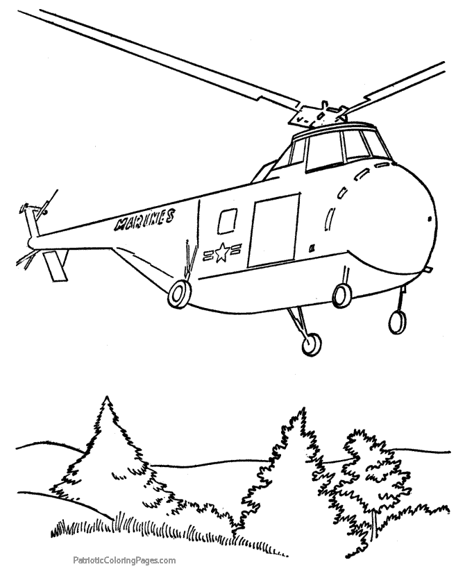 Military helicopter coloring page