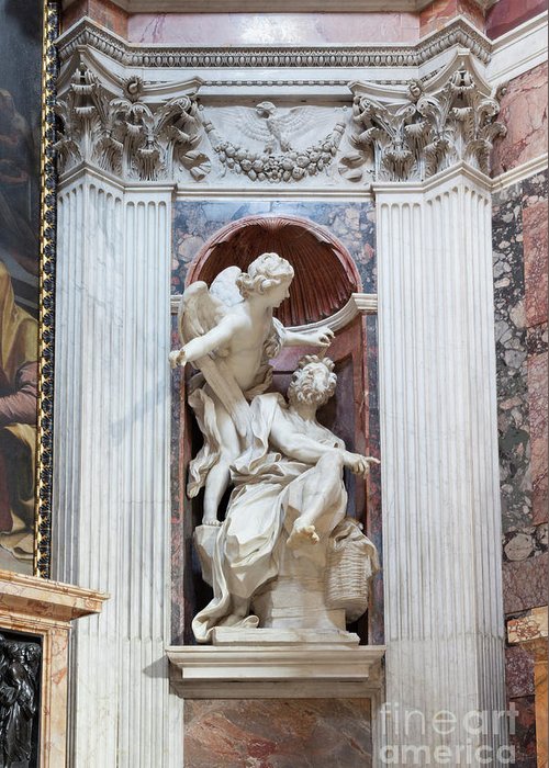 Habakkuk and the angel lorenzo bernini chigi chapel santa mar greeting card by roberto morgenthaler