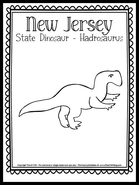 Free printable new jersey state dinosaur coloring page hadrosaurus â the art kit