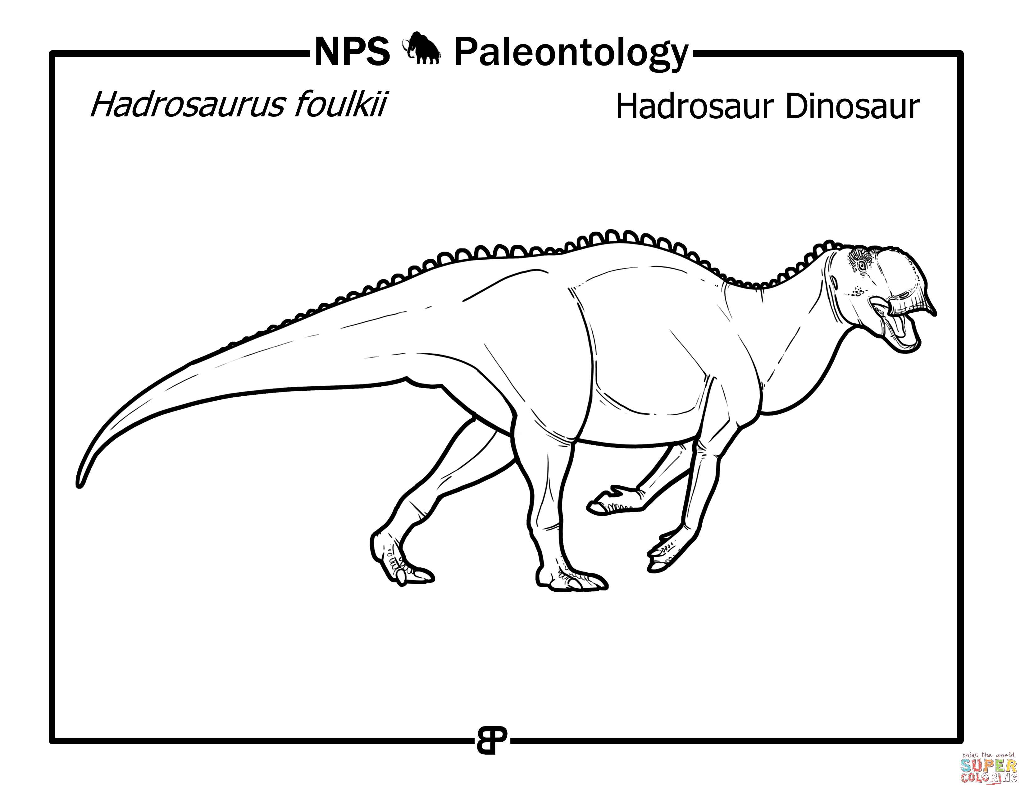 Hadrosaur dinosaur hadrosaurus foulkii coloring page free printable coloring pages