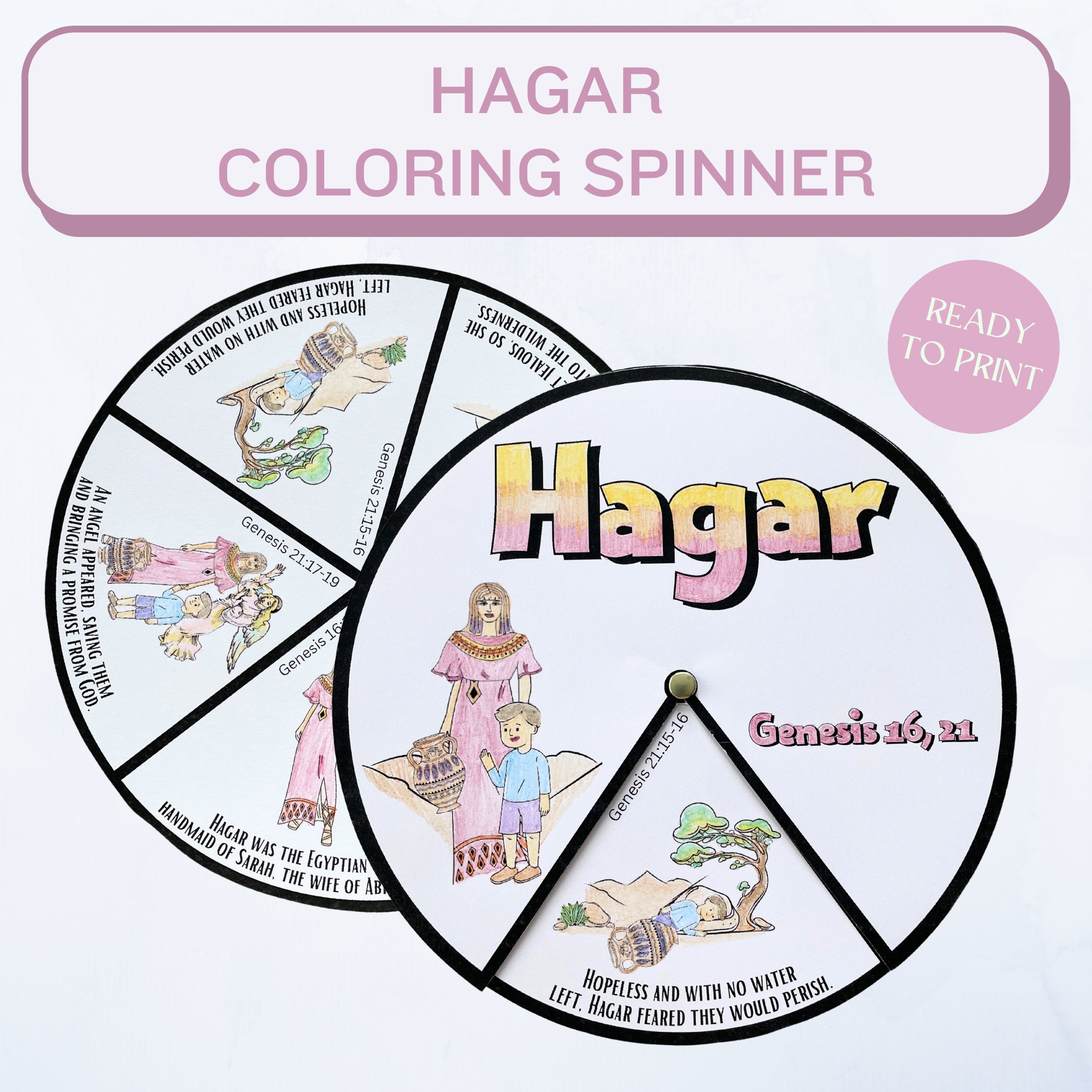 Hagar coloring spinner wheel hagar craft sunday school craft kids ministry craft bible activity for kids