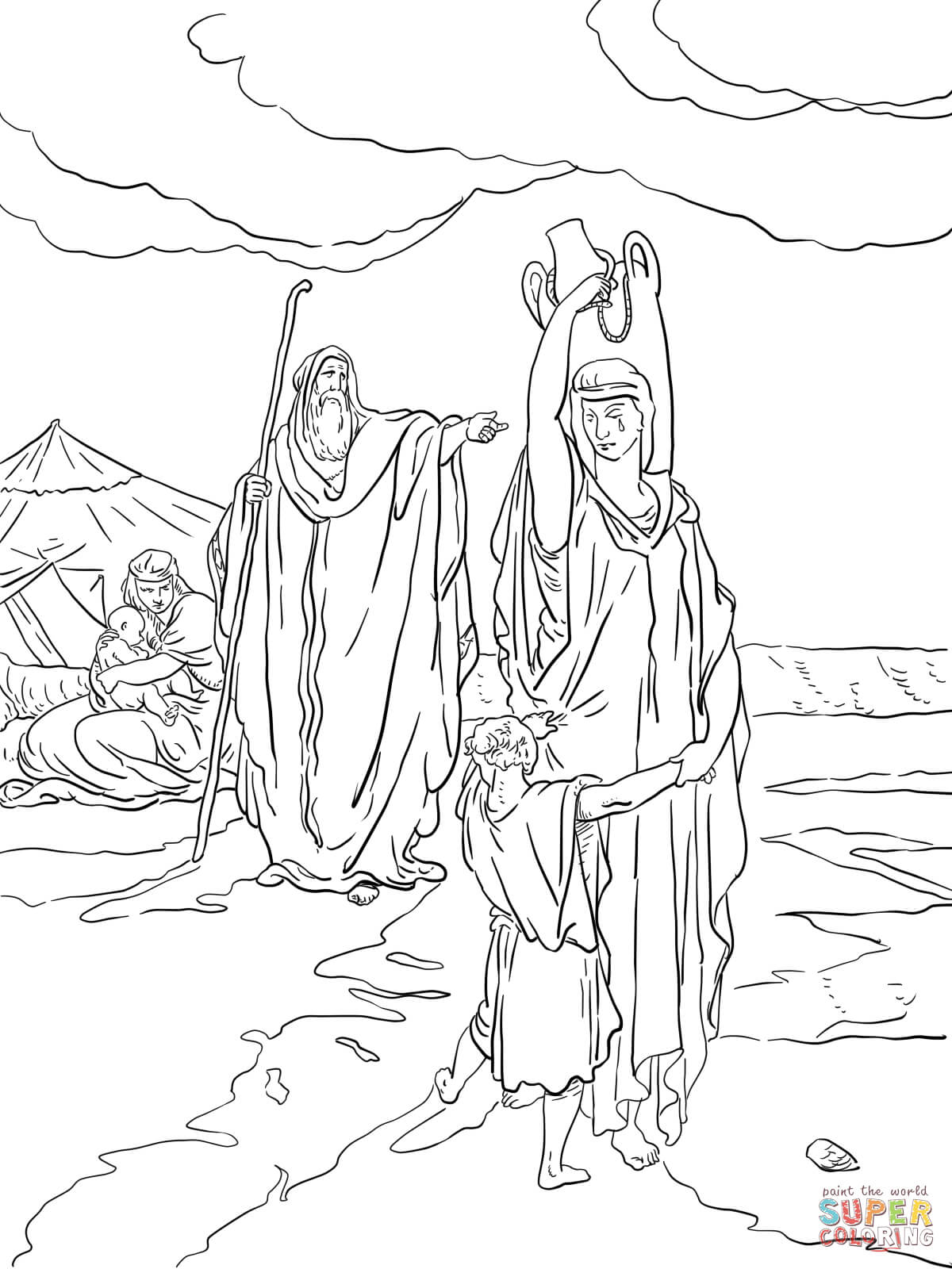 The expulsion of hagar and ishmael coloring page free printable coloring pages