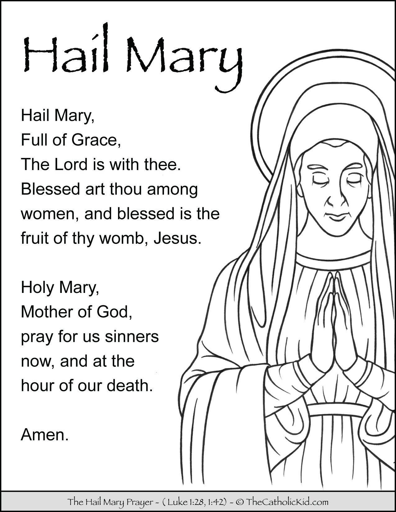 Hail mary prayer coloring page