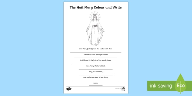 Hail mary lour and write worksheet worksheet