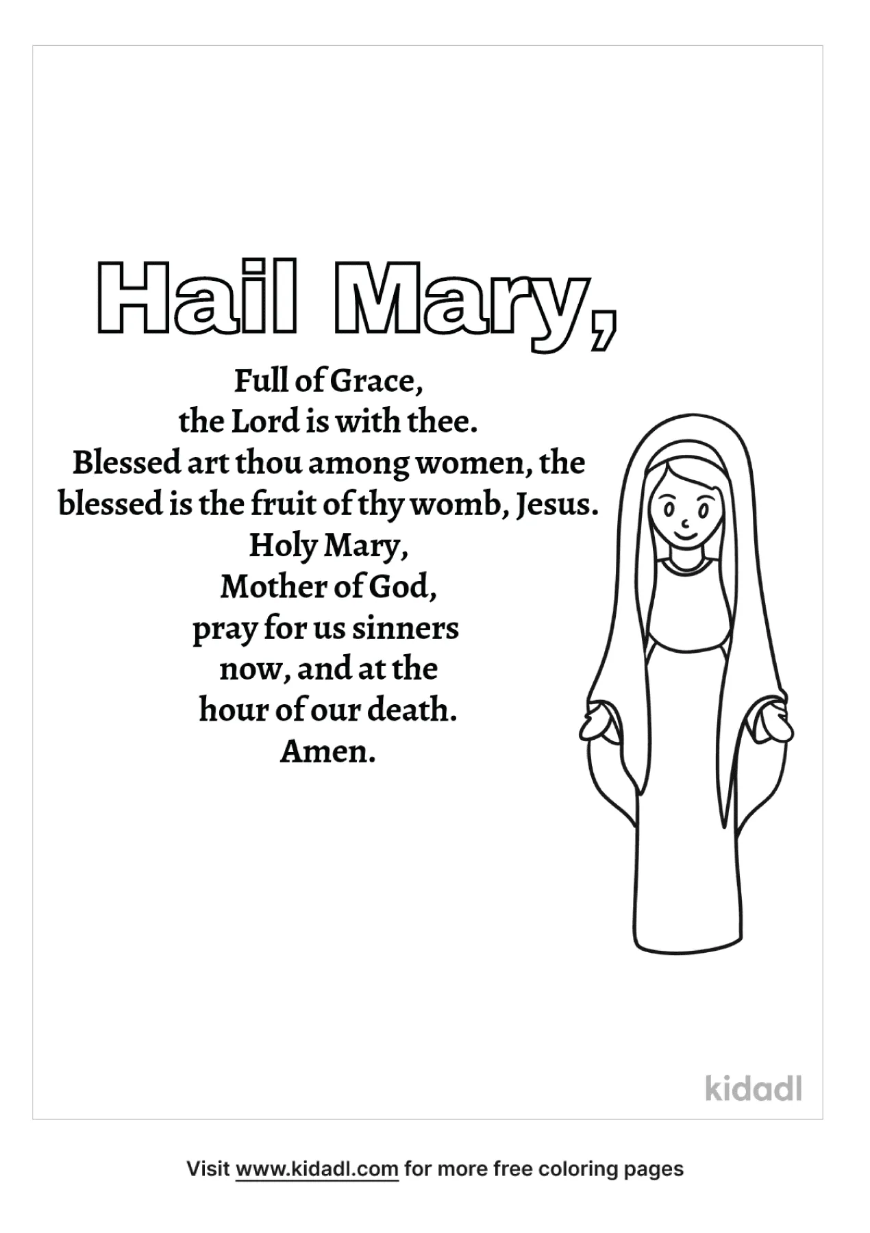 Free hail mary coloring page coloring page printables