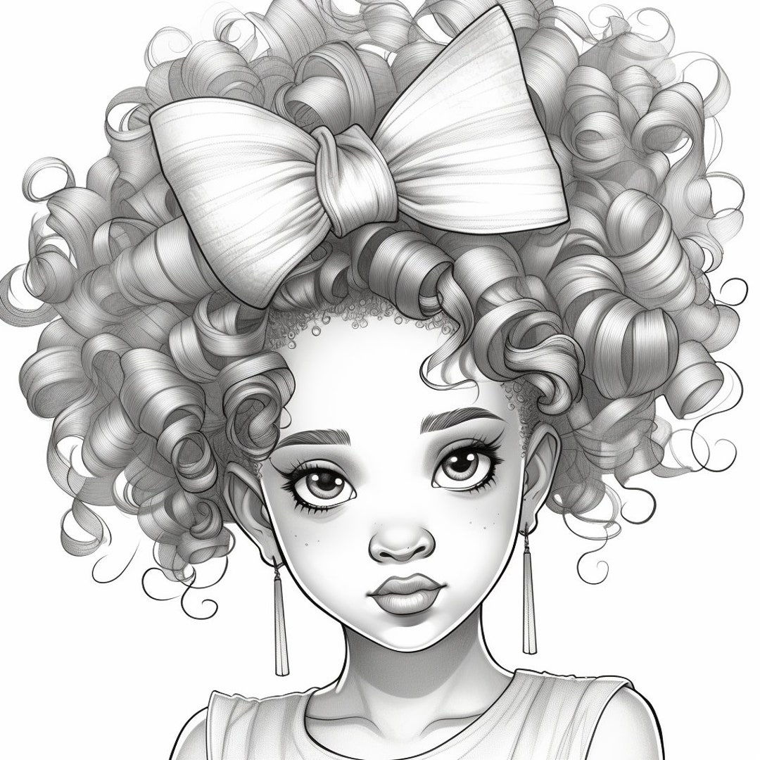Little girl with the curly hair coloring page download now