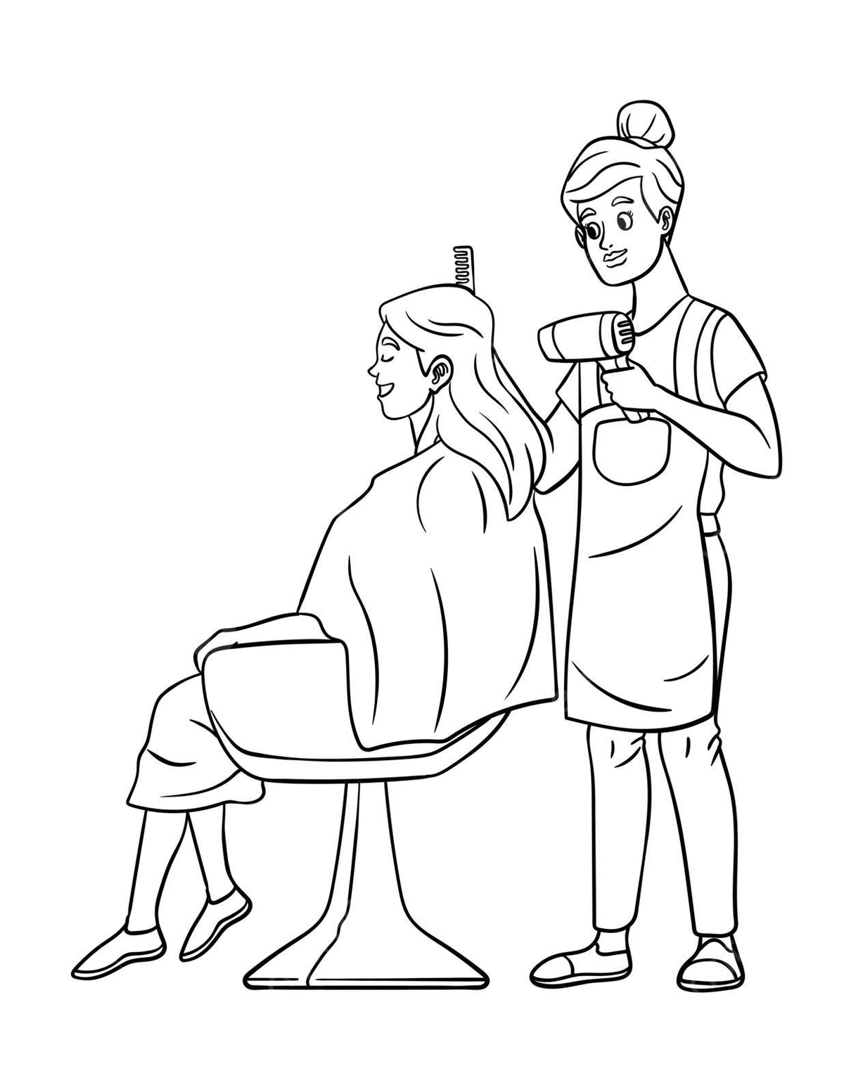 Hair dresser isolated coloring page for kids toddler kids outline vector toddler kids outline png and vector with transparent background for free download
