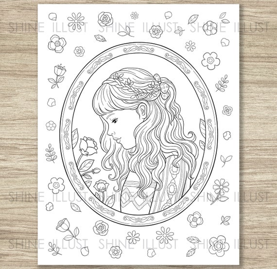 Printable coloring page girl with flowers girls hair coloring sheet coloring page beautiful girl my daughter coloring