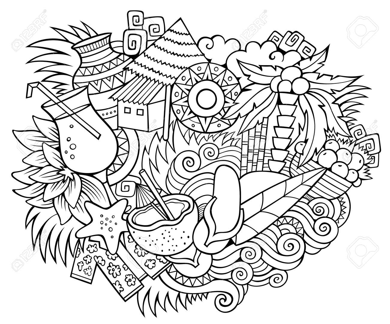 Haiti hand drawn cartoon doodles illustration funny travel design creative art vector background island symbols elements and objects sketchy position royalty free svg cliparts vectors and stock illustration image
