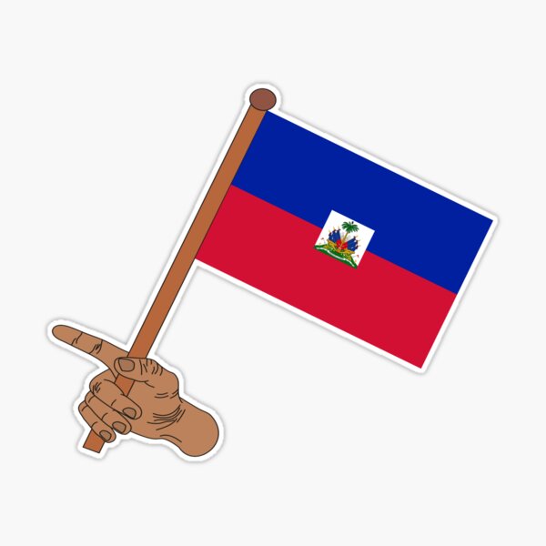 Haitian flag in hand sticker by idem