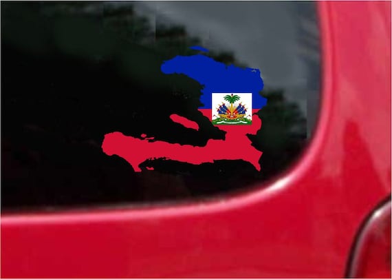 Pieces haiti outline map flag vinyl decals stickers full colorweather proof usa free shipping