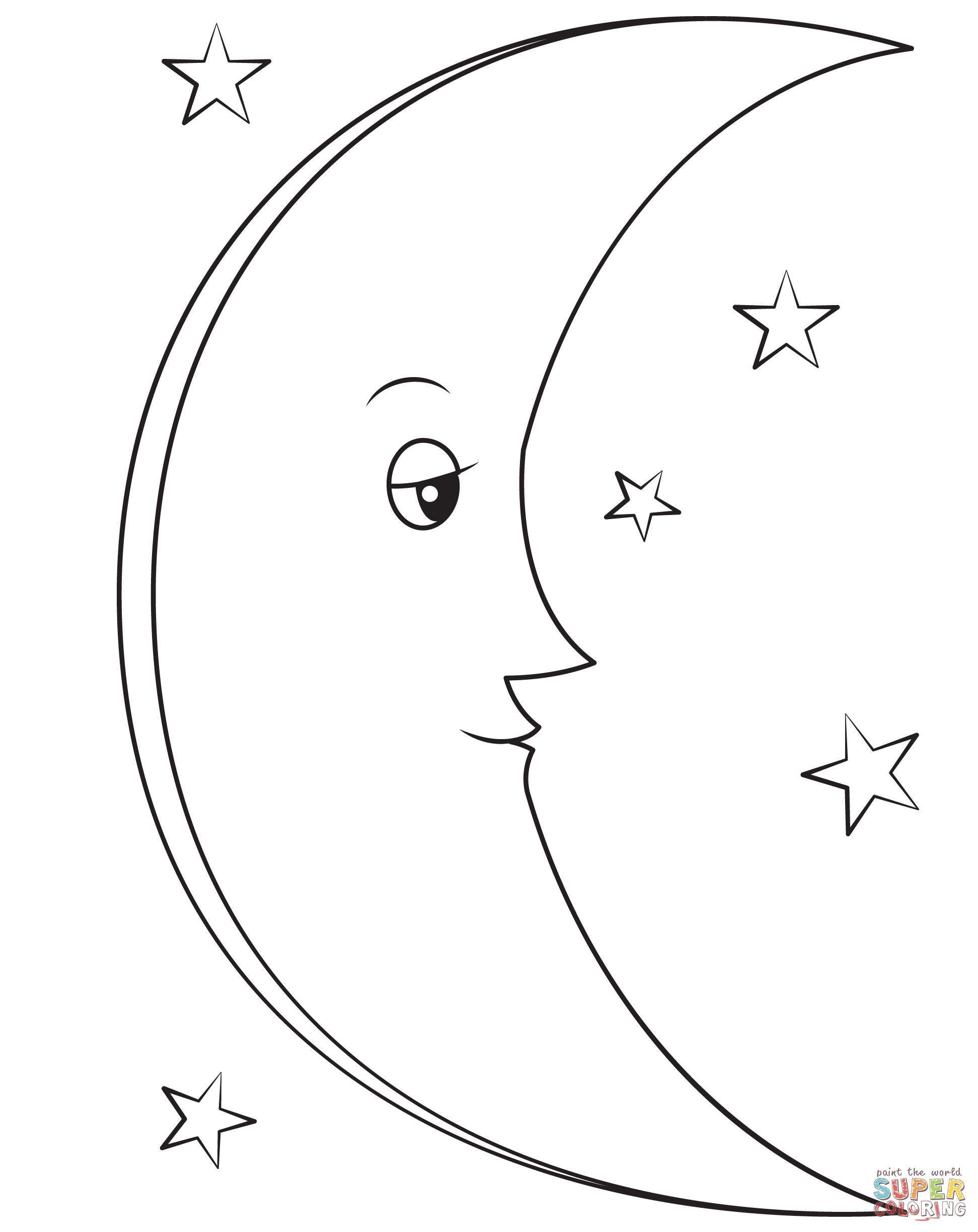 Half moon coloring page free printable coloring pages