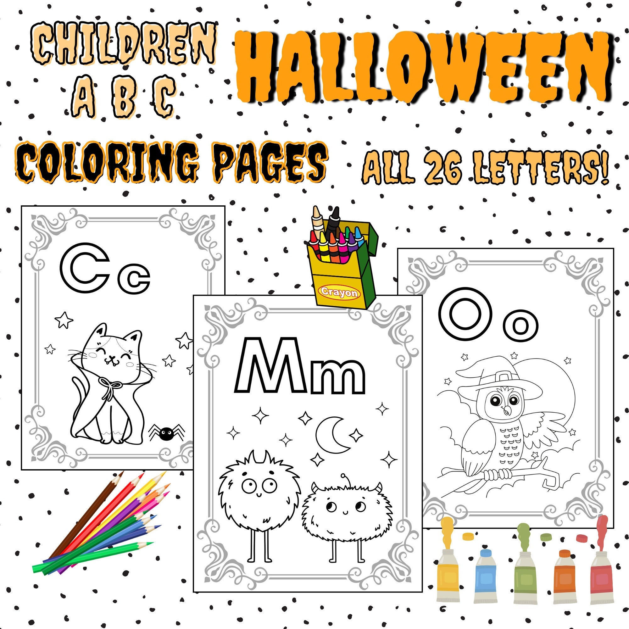Printable abc halloween coloring pages