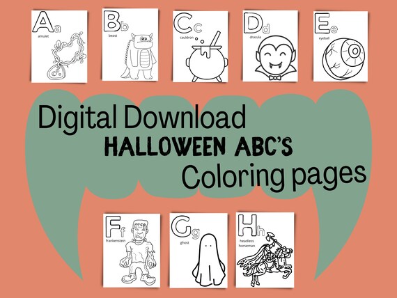 Halloween alphabet coloring abc pages for kids preschool