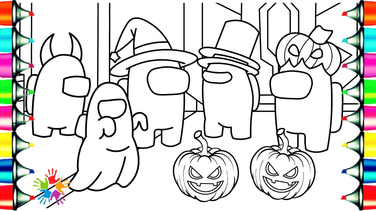 Among us halloween new coloring pages how to color among us in halloween