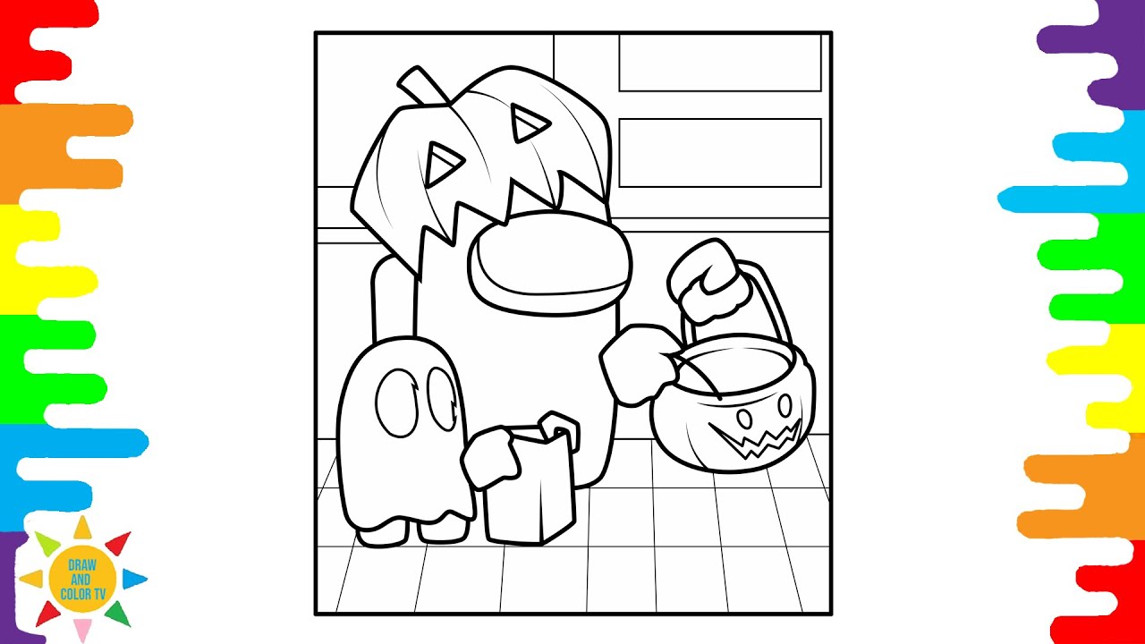 Among us halloween coloring pages among us coloring how to color among us