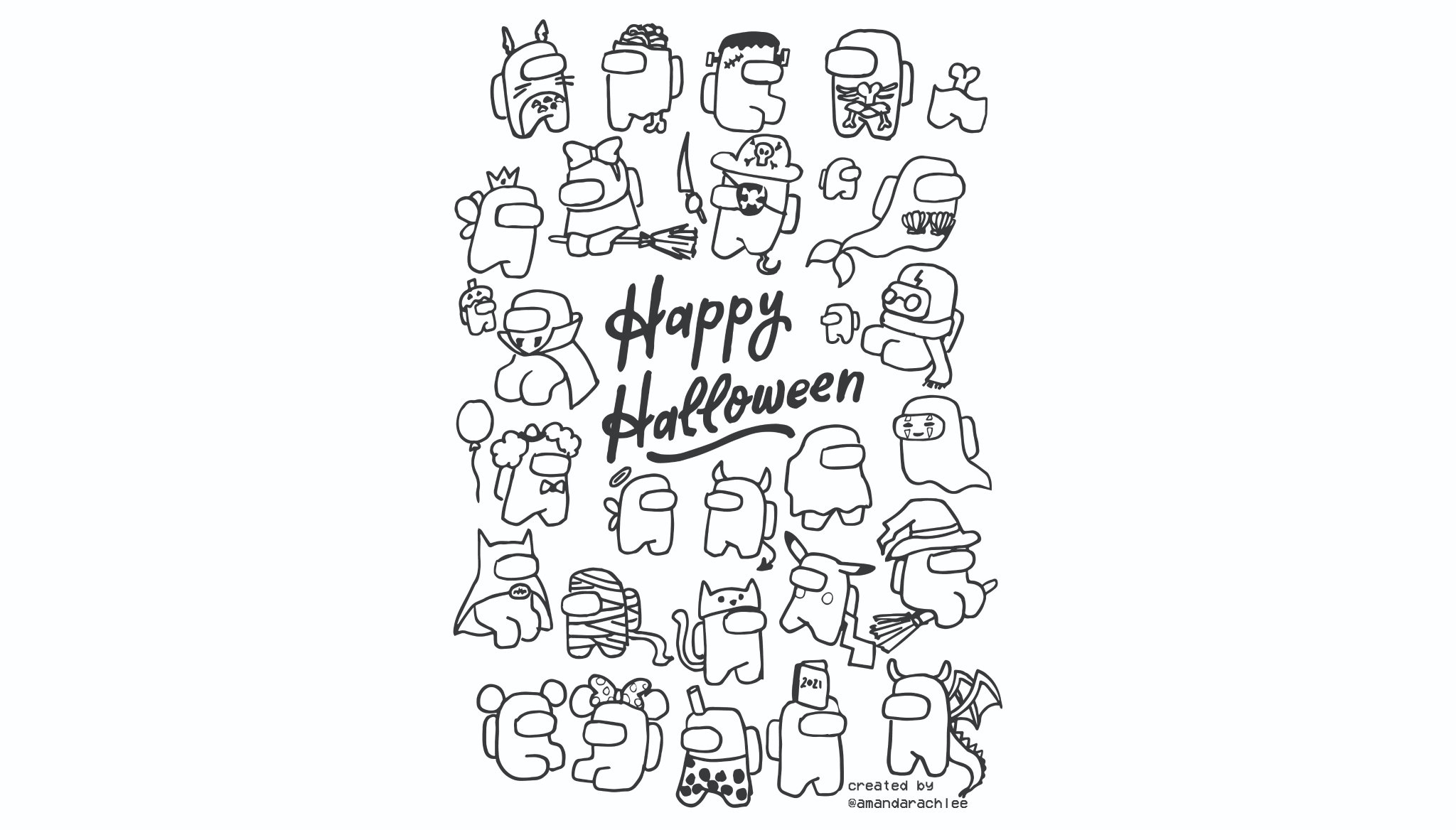 Amandarachlee on x happy halloween ð among us but make it halloween costume party ð as a little halloween present to you i made it into a colouring sheet for you guys