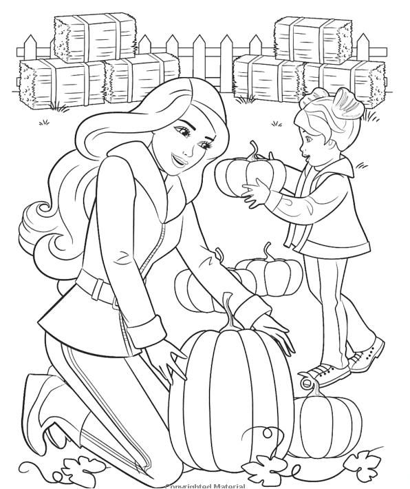 Barbie mother daughter thanksgiving pumpkins coloring page barbie coloring free halloween coloring pages mermaid coloring pages