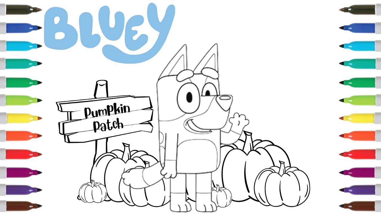 Bluey halloween coloring book page pleeg
