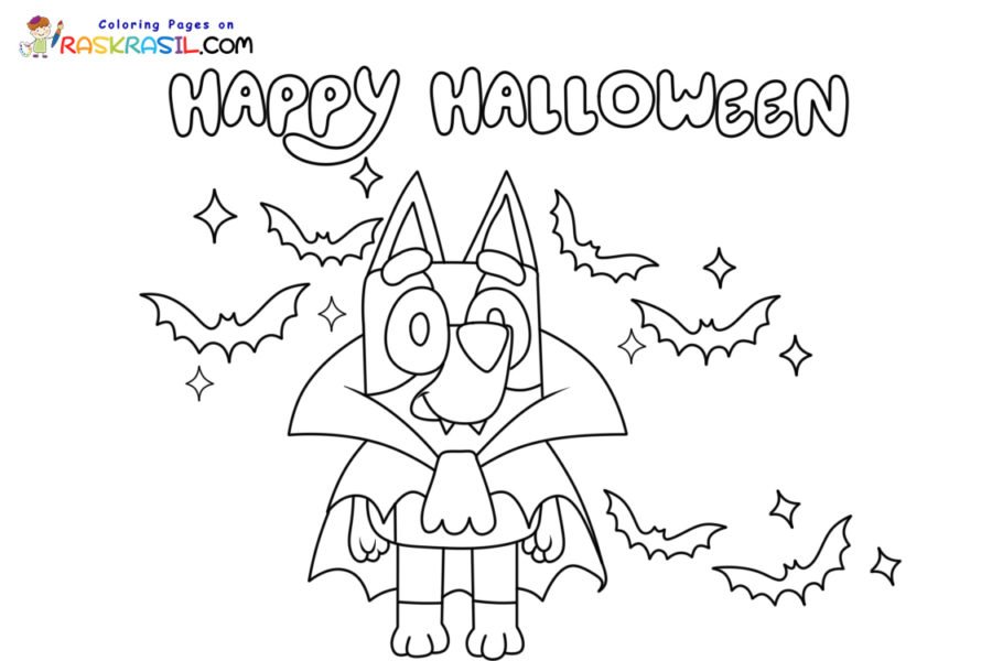 Bluey halloween coloring pages printable for free download