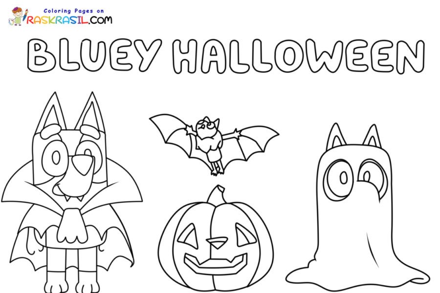 Bluey halloween coloring pages printable for free download