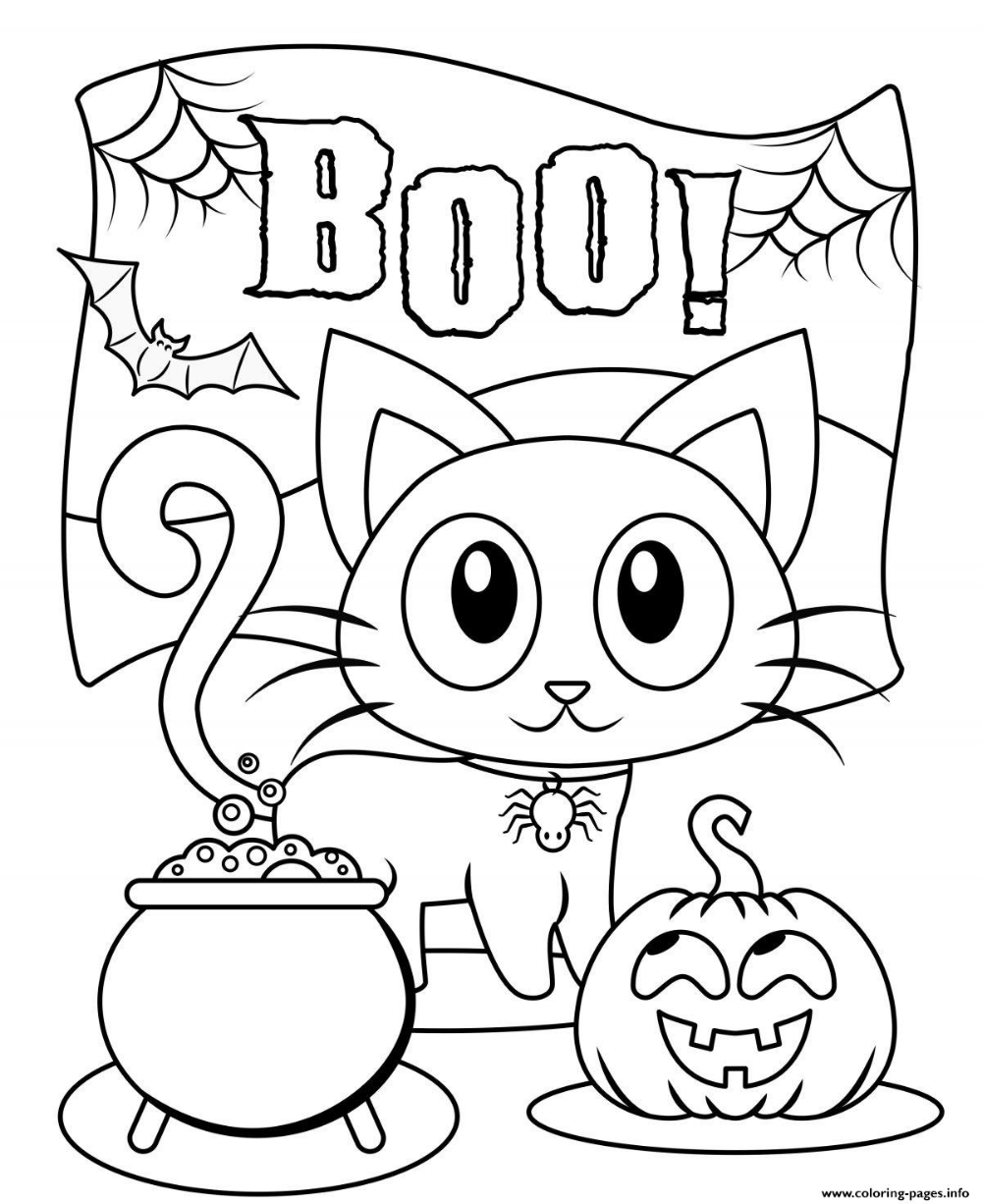 Print halloween boo cat cute kids coloring pages coloriage haloween dessin halloween a colorier dessin halloween a imprimer