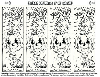 Halloween coloring bookmarks by ms artastic