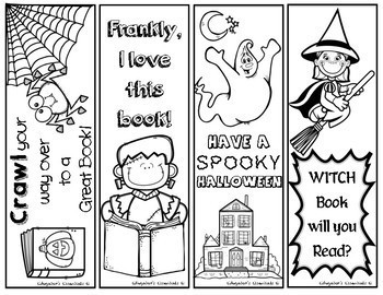 Halloween coloring bookmarks by edugators essentials tpt