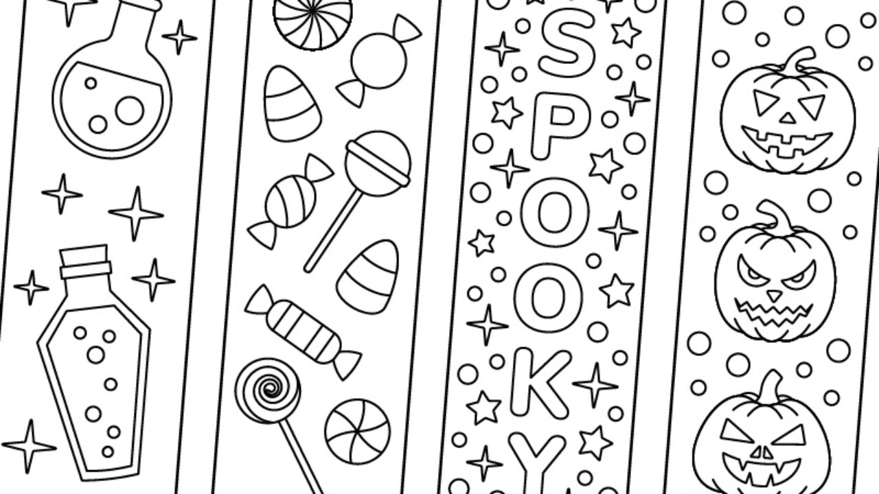 Printable halloween coloring bookmarks