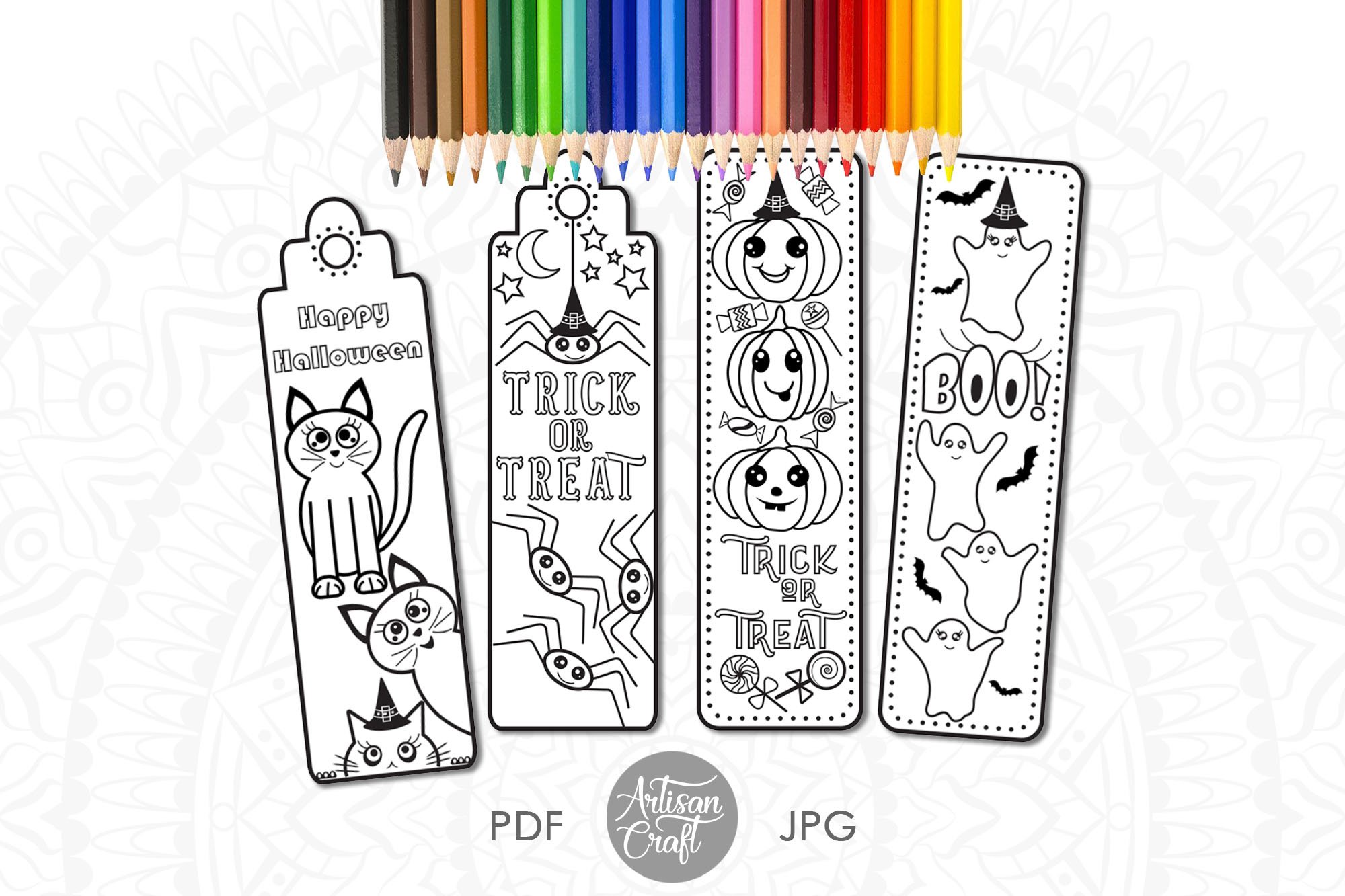 Halloween coloring bookmarks coloring page coloring sheet