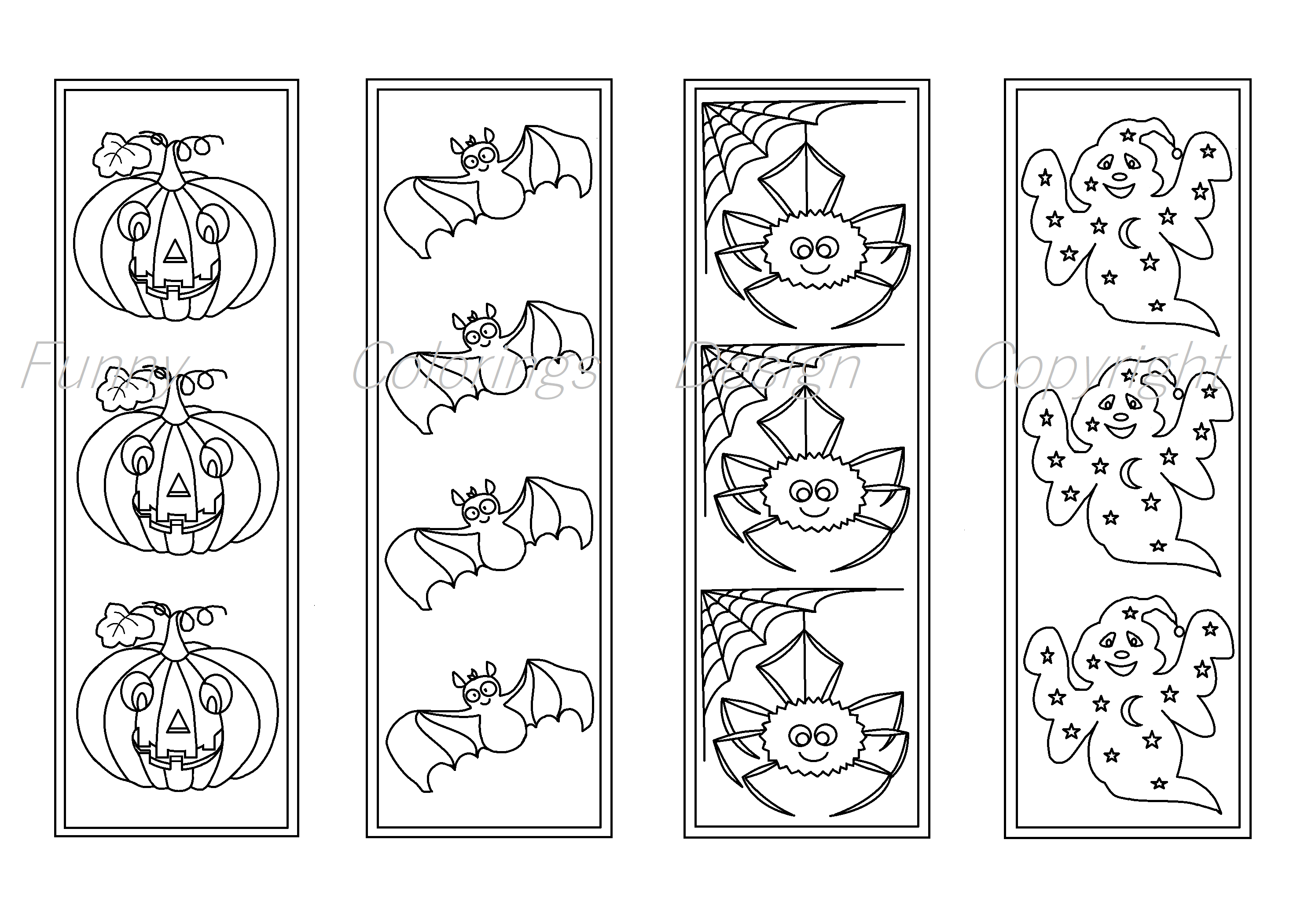 Halloween coloring printable bookmarks bookmark to color by funny colorings