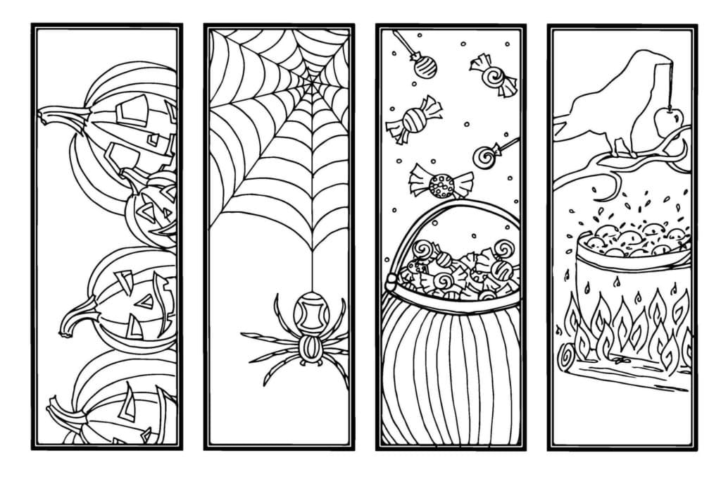 Halloween bookmarks coloring page