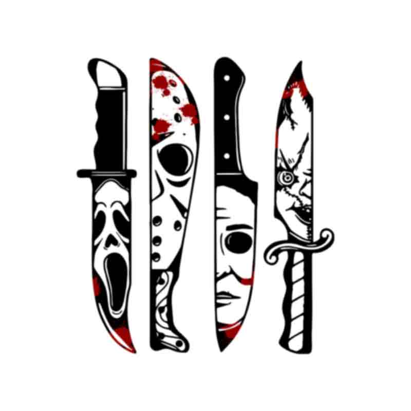 Halloween knives with blooddtf transfer