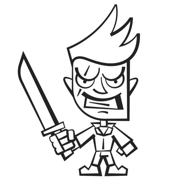 Knife weapon doodle meat cleaver stock illustrations royalty