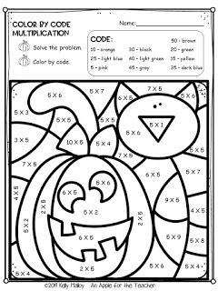 Halloween color by number math facts practice math coloring worksheets halloween math halloween color by number