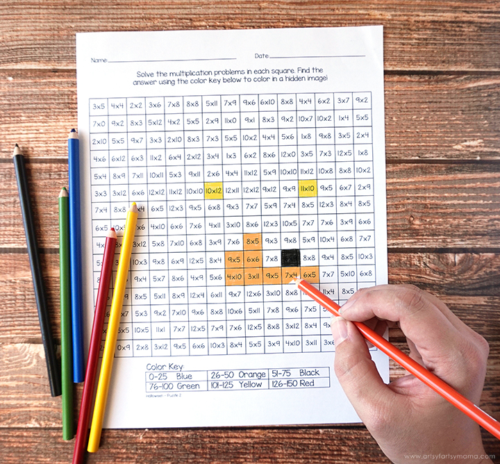 Free printable halloween mystery multiplication worksheets artsy