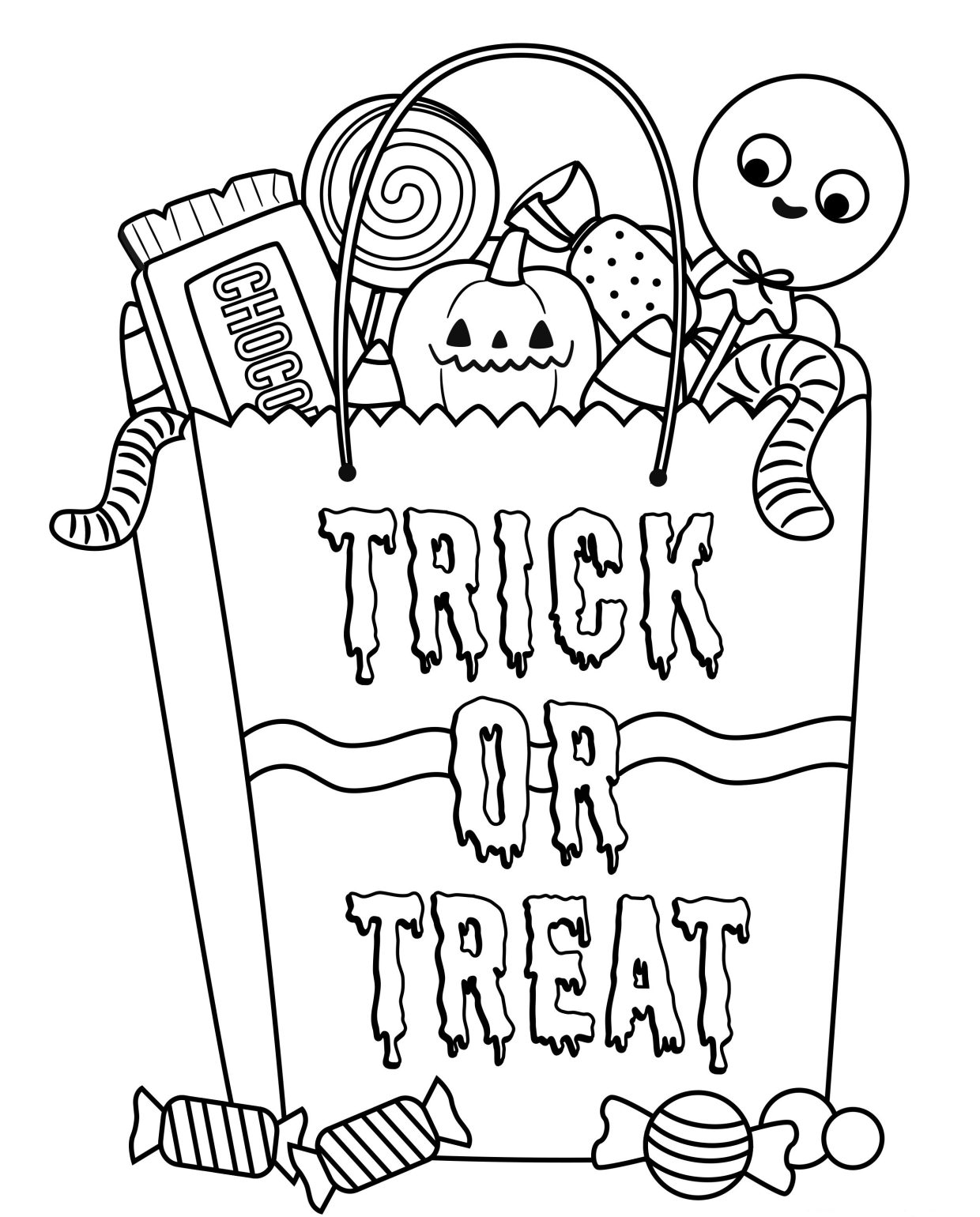 Spooky fun with halloween candy coloring pages