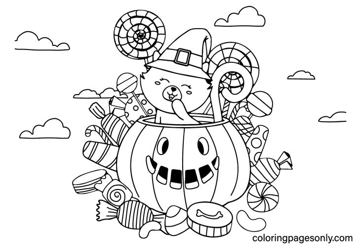 Halloween candy coloring pages