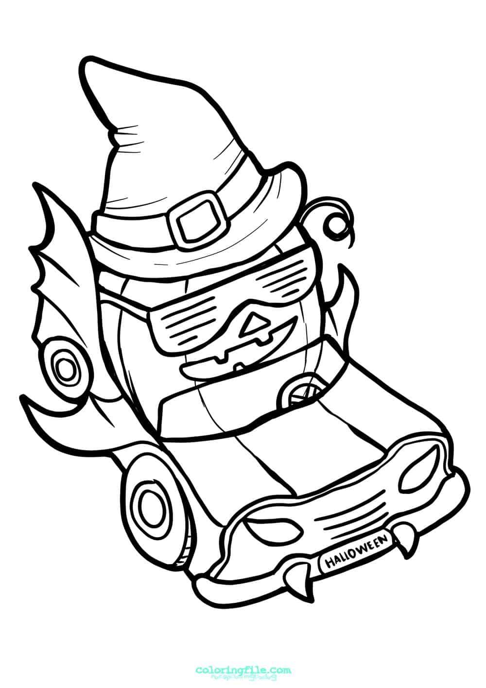 Festive halloween car coloring pages