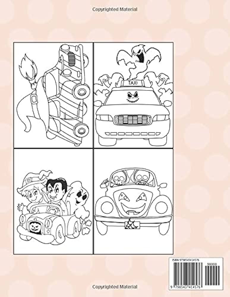 Scary halloween cars fun coloring book for kids with cute spooky pages pages to color kiddo press jane books