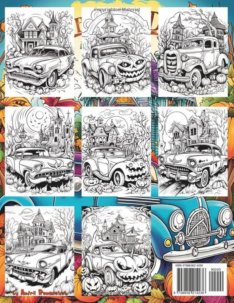 Halloween cars coloring book coloring pages of creepy halloween cars of different kinds coloring book for all ages romanchuk andrii books
