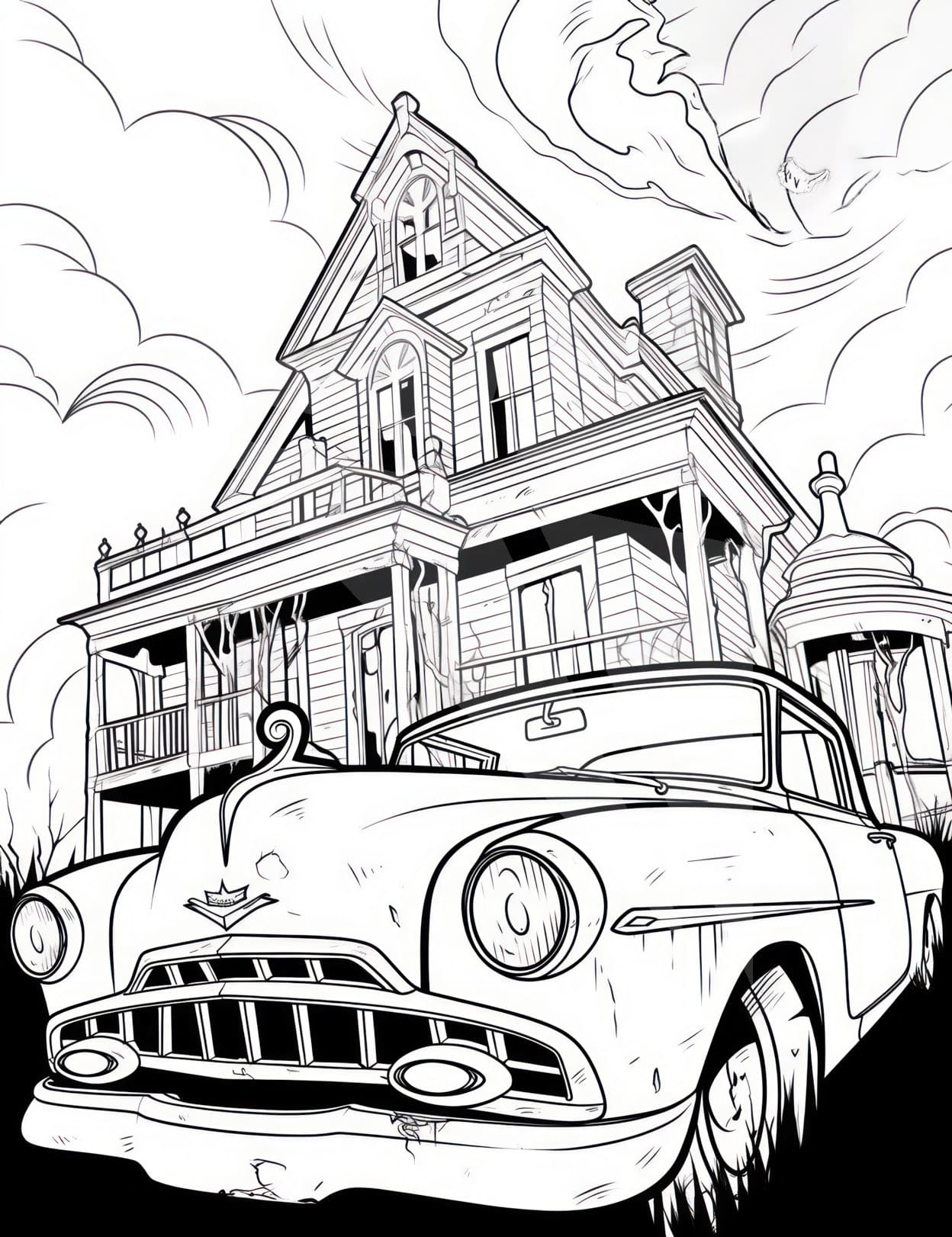 Creative haunted house coloring pages