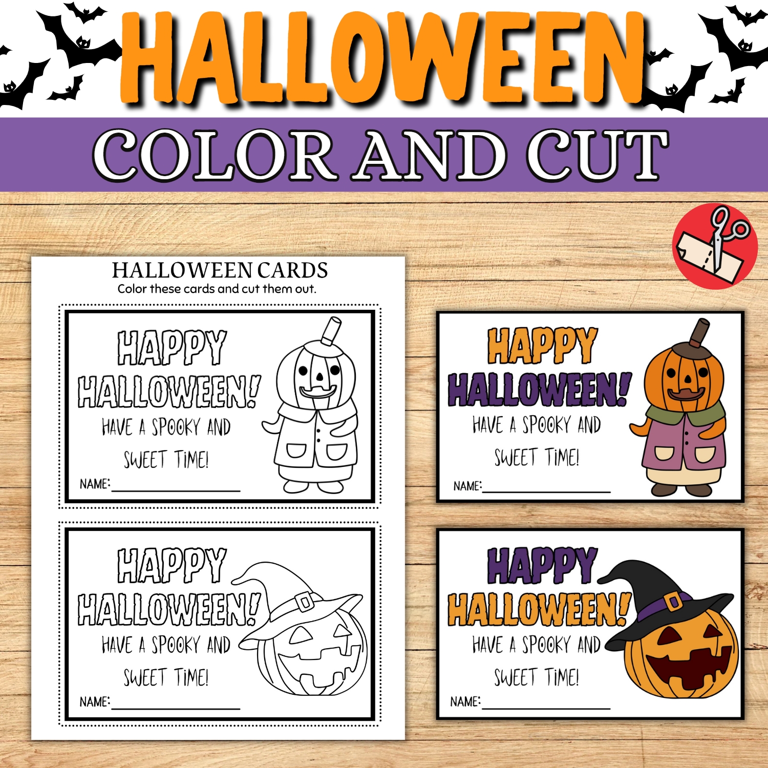 Celebrate the halloween with fun and engaging coloring cards for kids made by teachers