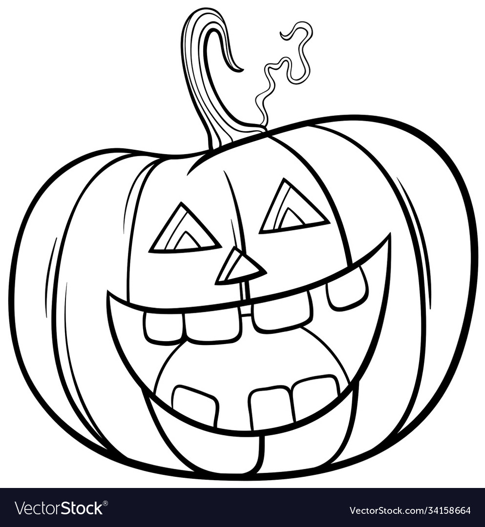 Halloween pumpkin character cartoon coloring book vector image