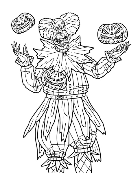 Premium vector halloween clown isolated coloring page for adults