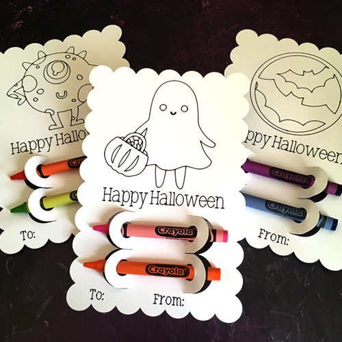 How to make halloween coloring cards with crayons