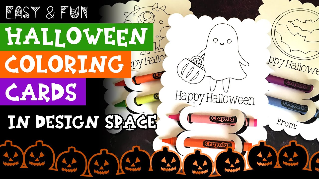 Halloween coloring card with crayons cricut coloring designs