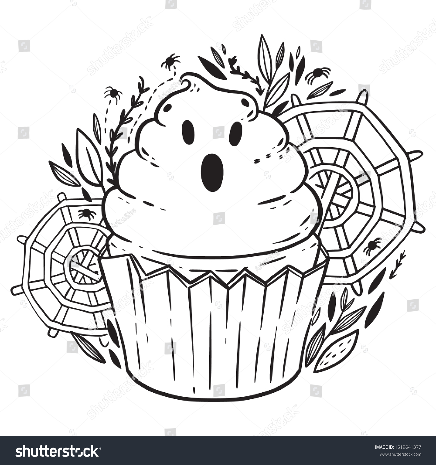 Halloween coloring book page scary cupcake stock vector royalty free